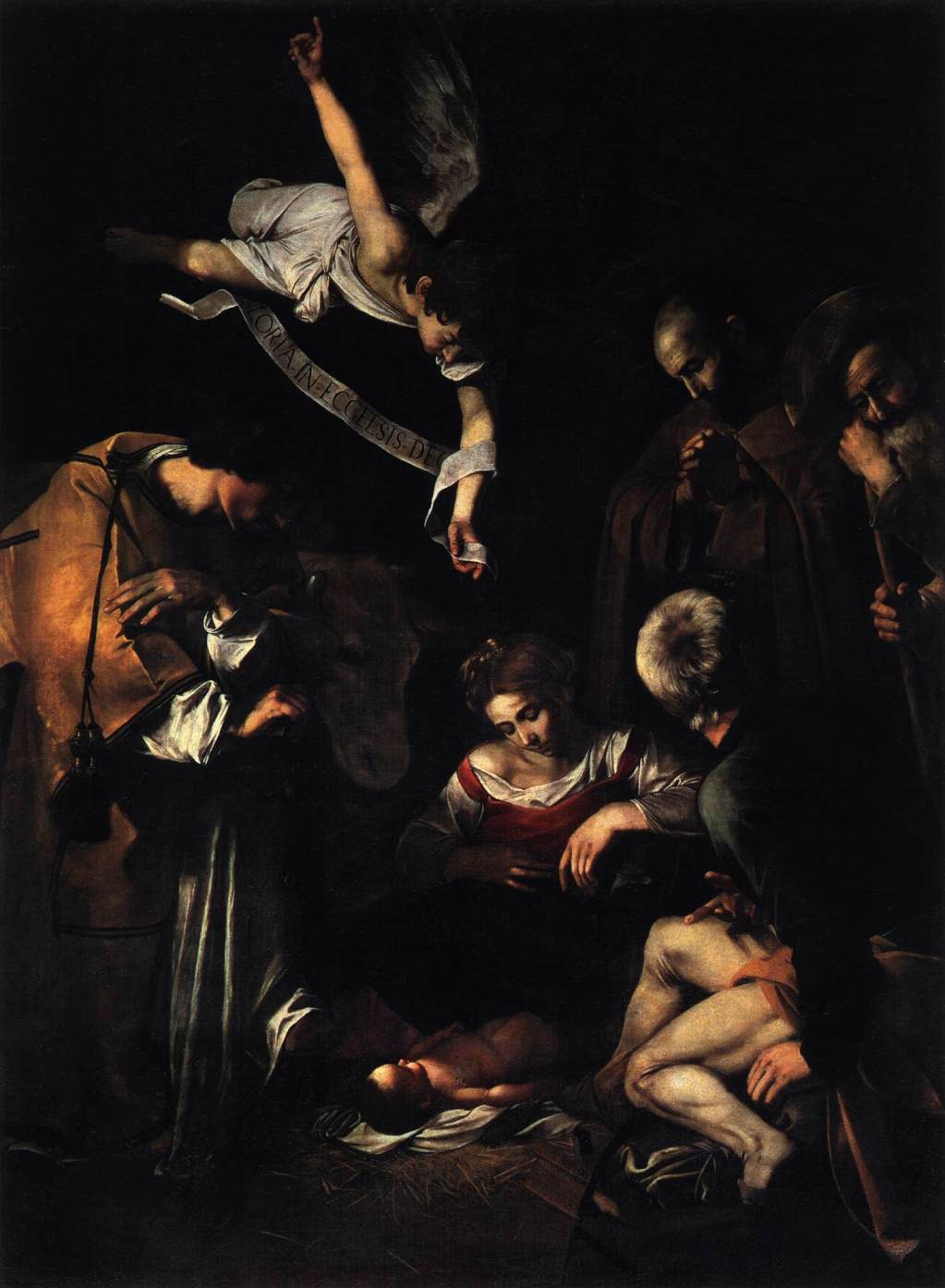 カラヴァッジョ　「キリストの降誕」1609　　Oil on canvas, 268 x 197 cm　　パレルモ、サン・ロレンツォ同信会祈祷堂